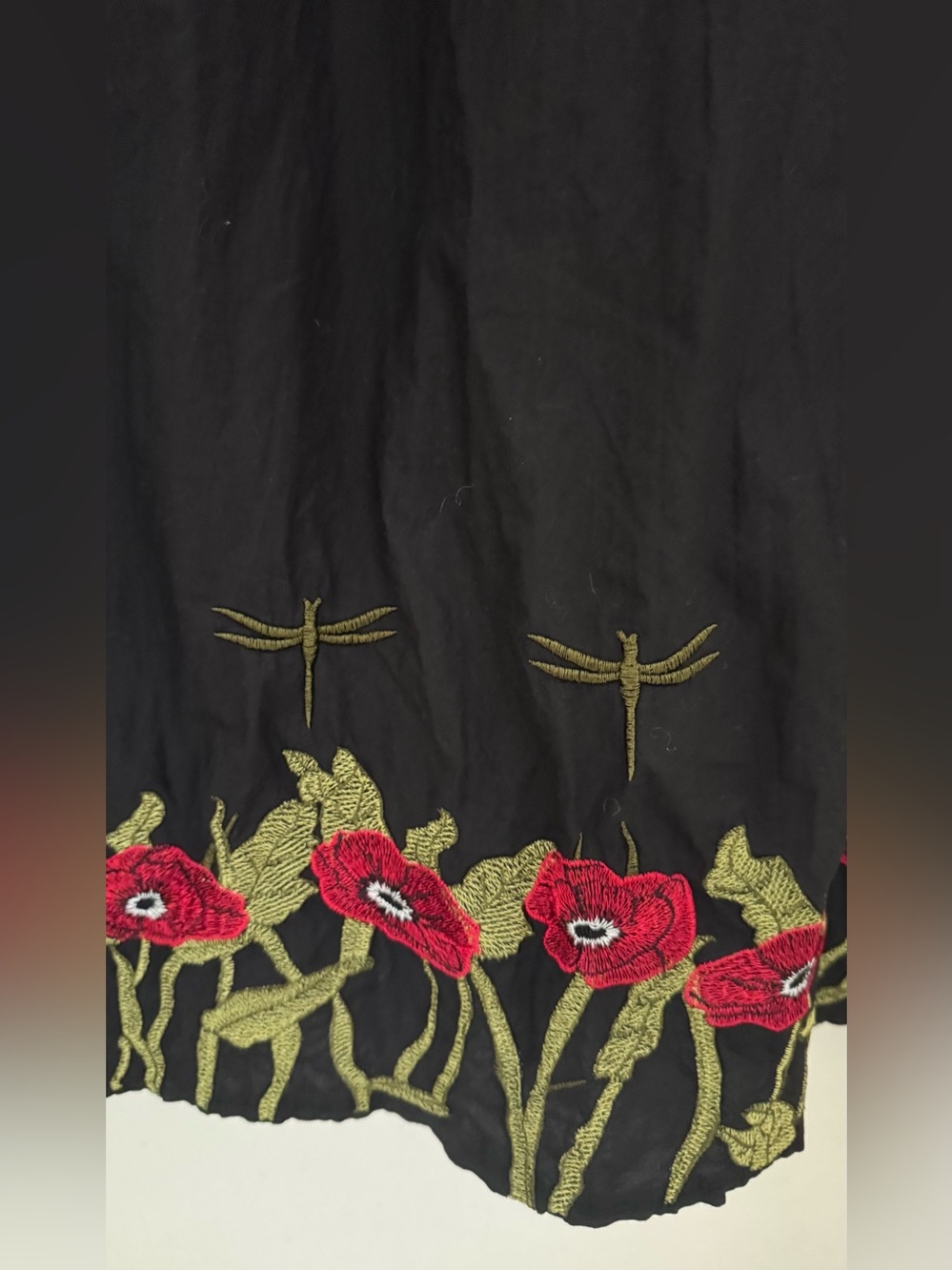 Black Embroidered Midi Dress with Tiger Motif - Picture 6 of 16